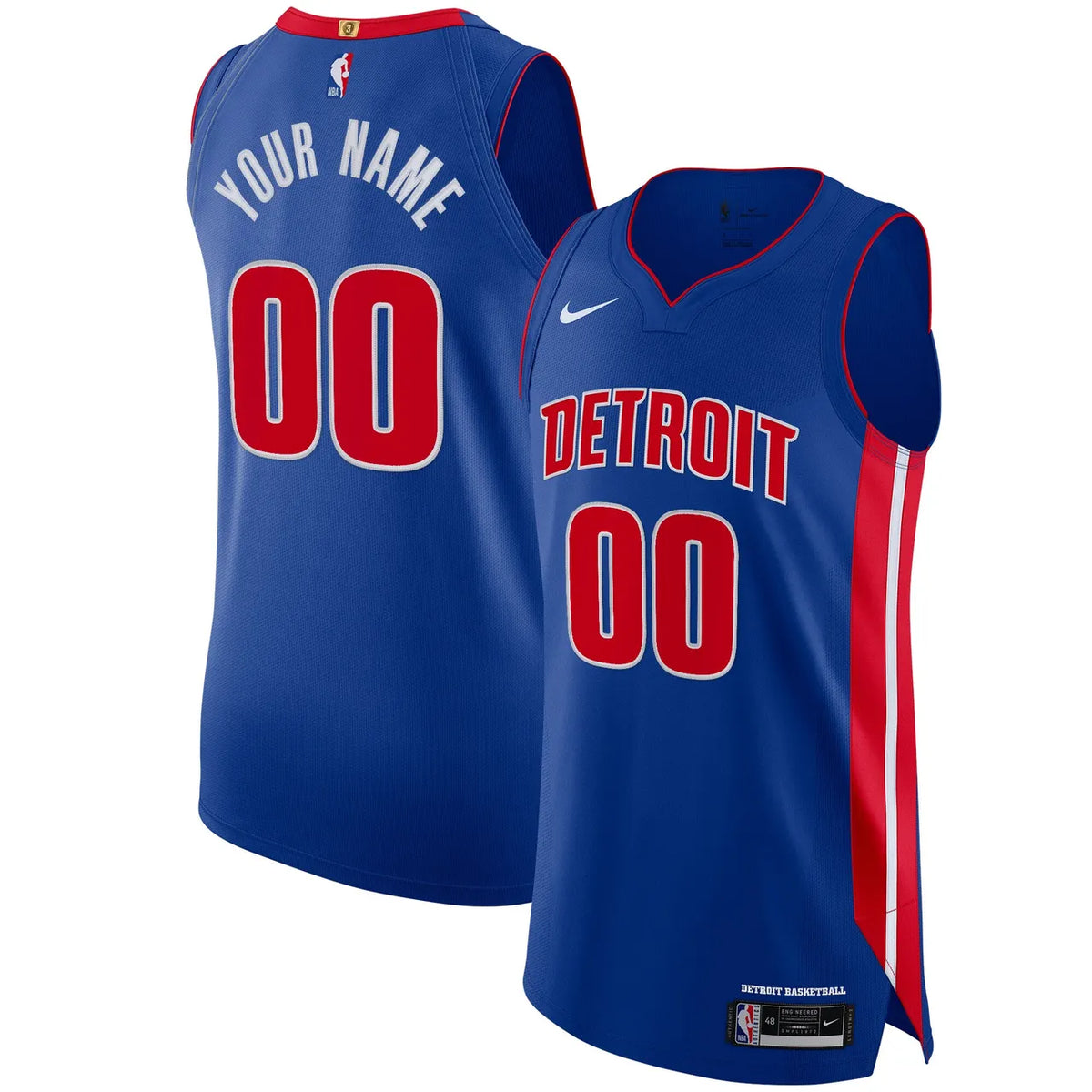 nike statement Pistons Blue Custom Jersey - Hình 2