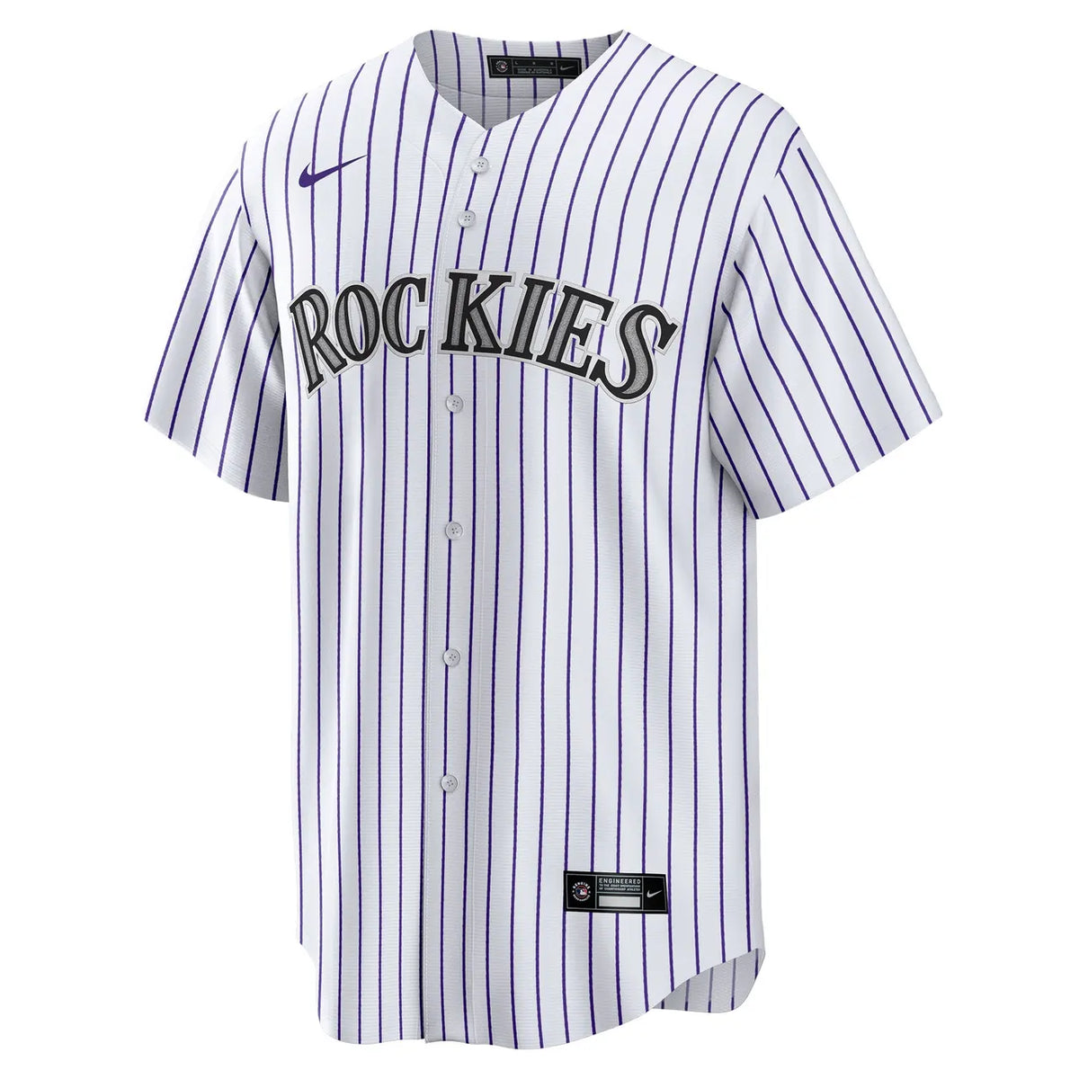 Rockies Diaz White Pinstripe Jersey - Hình 3