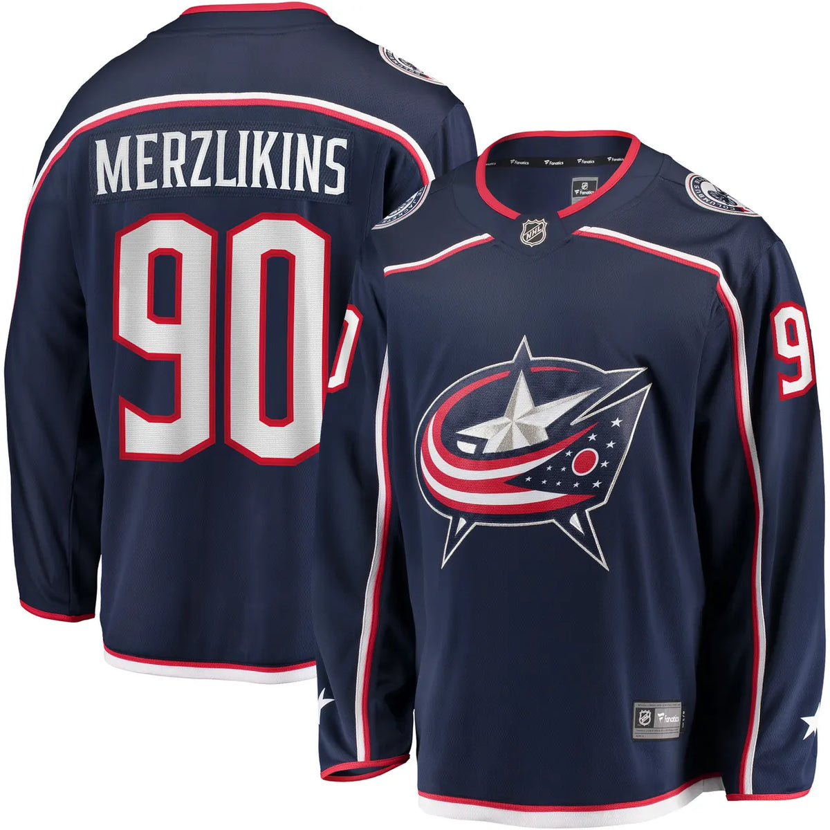 Columbus Blue Jackets Merzlikins Navy Jersey - Hình 2
