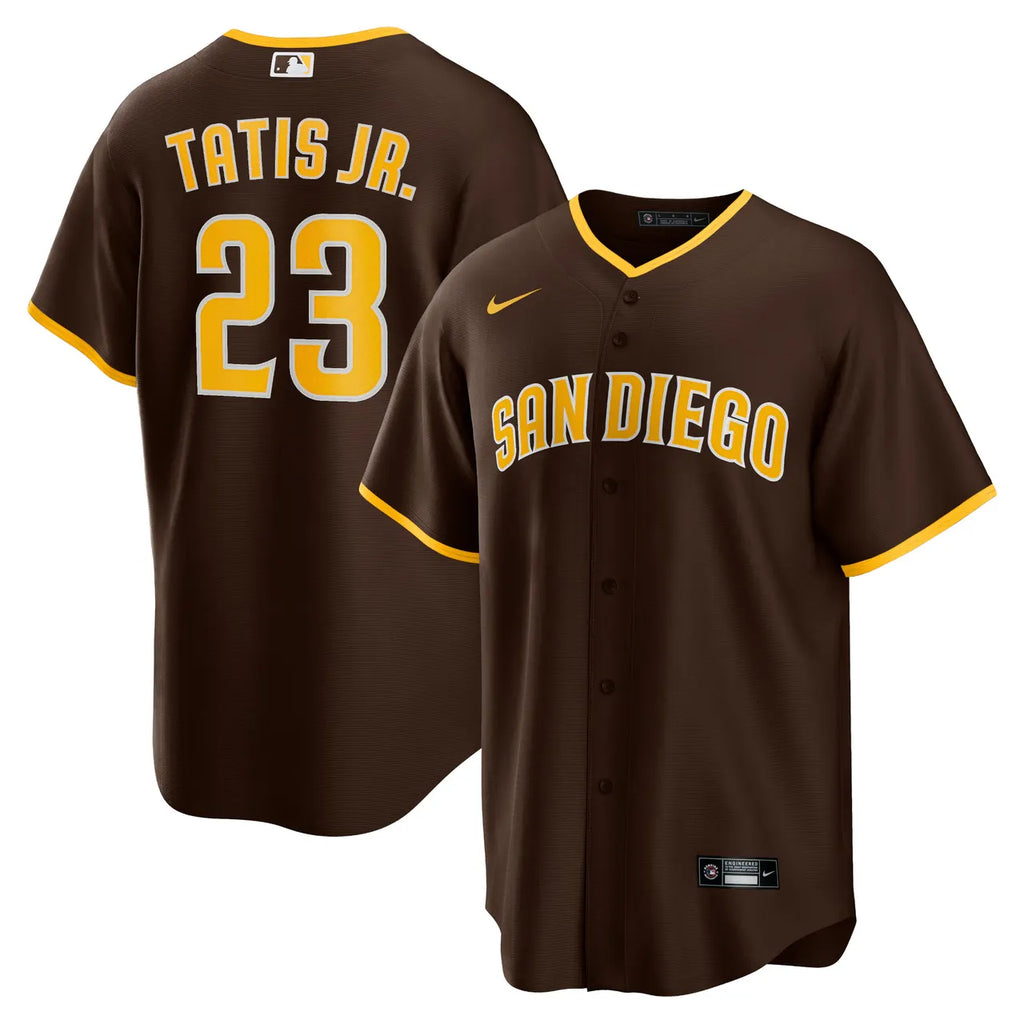 Padres Tatis Jr White Pinstripe Jersey - Hình 5