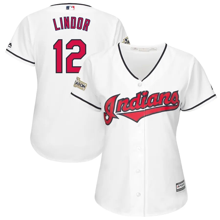 majestic Lindor Indians White Jersey