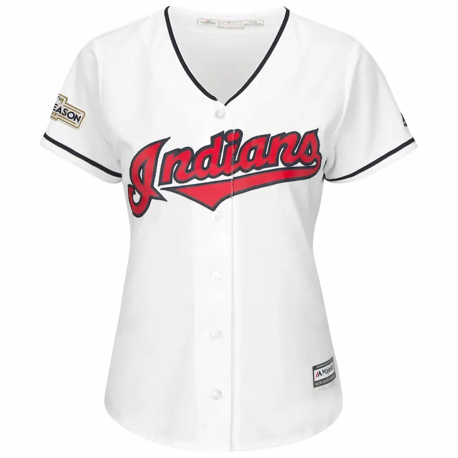 majestic Lindor Indians White Jersey - Hình 2