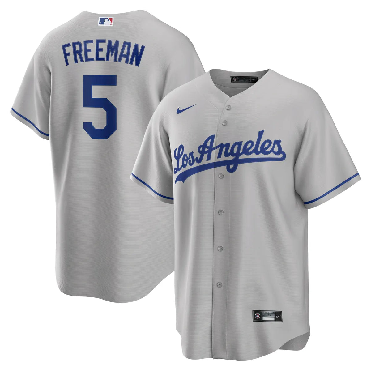 Nike Dodgers Freeman #5 Gray Road Jersey