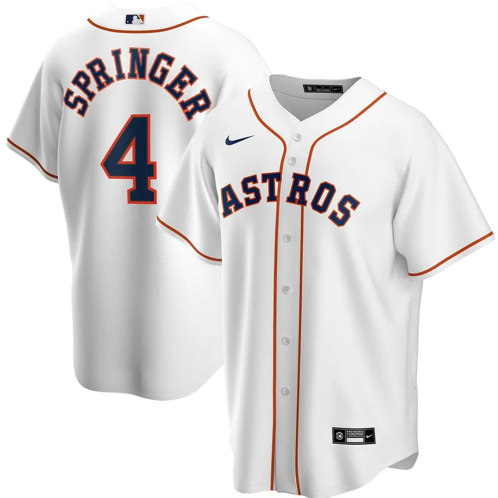 Nike Astros Springer #4 White Jersey