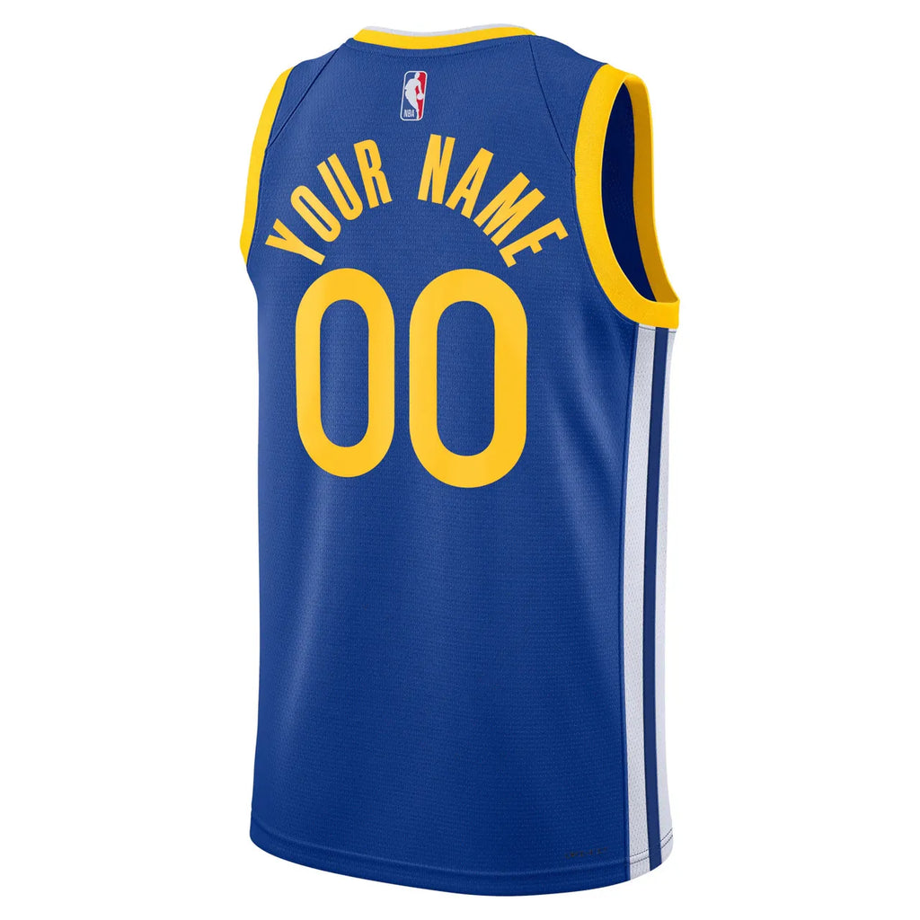 nike icon Warriors Blue Custom Jersey - Hình 4