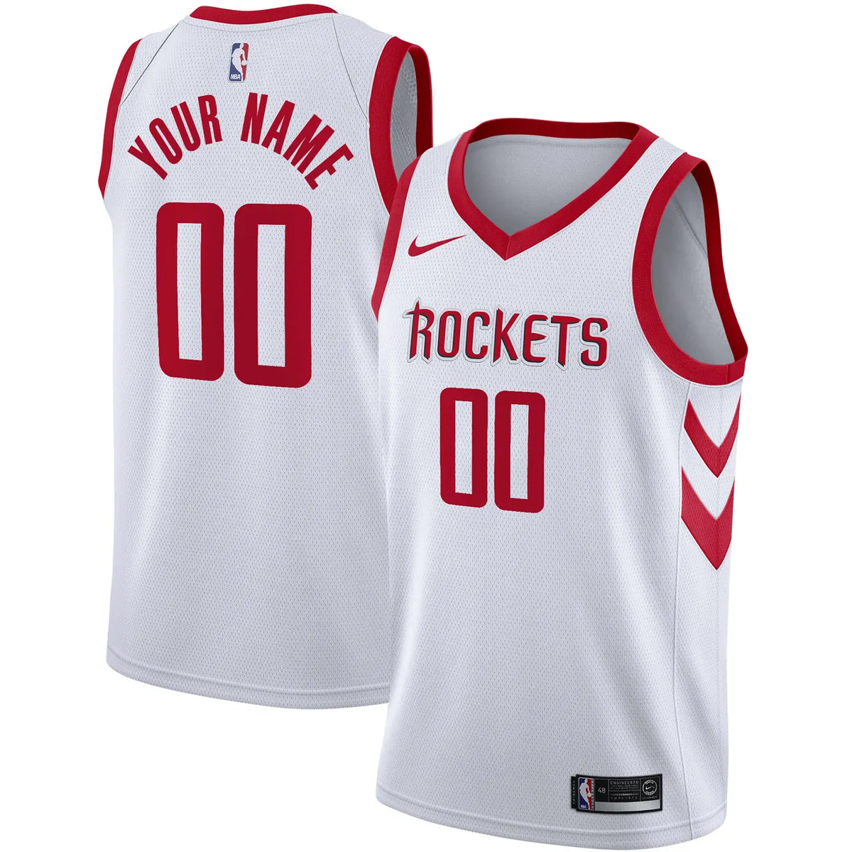 nike association Rockets White Custom Jersey