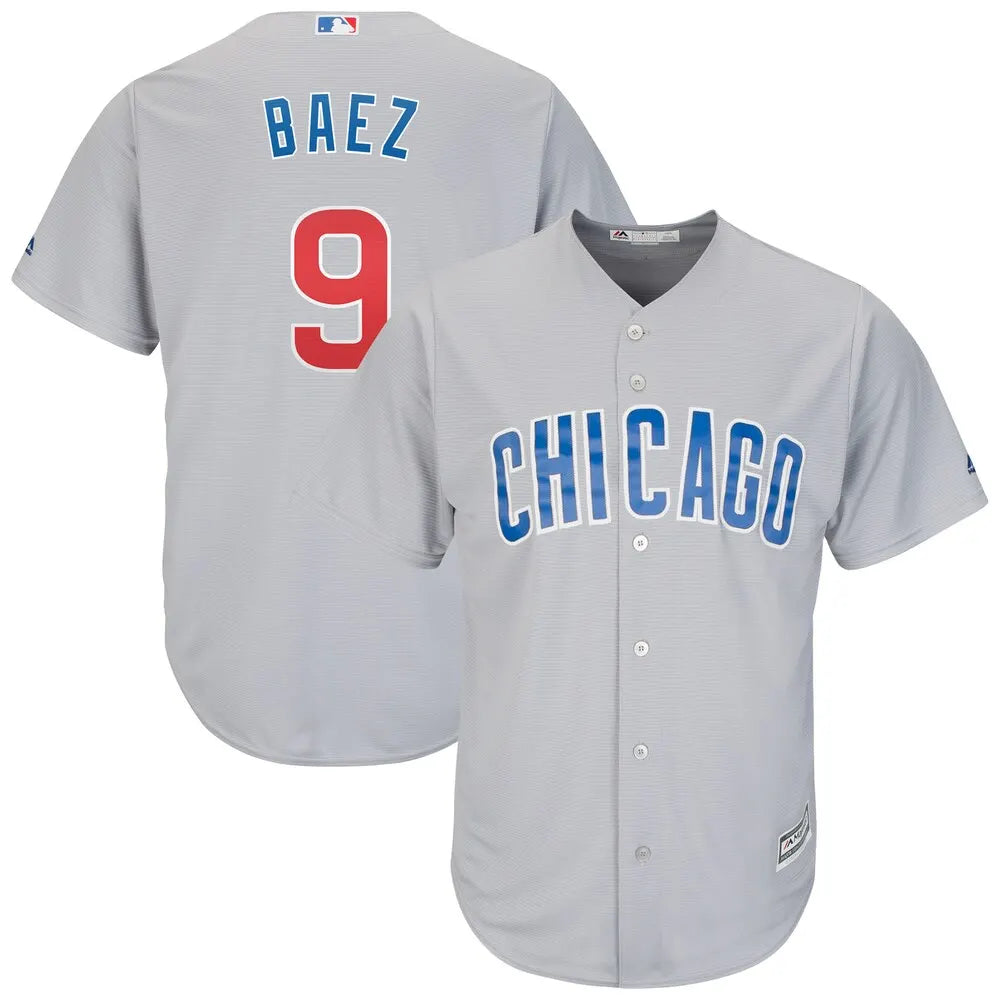 Majestic Baez Cubs Gray Jersey