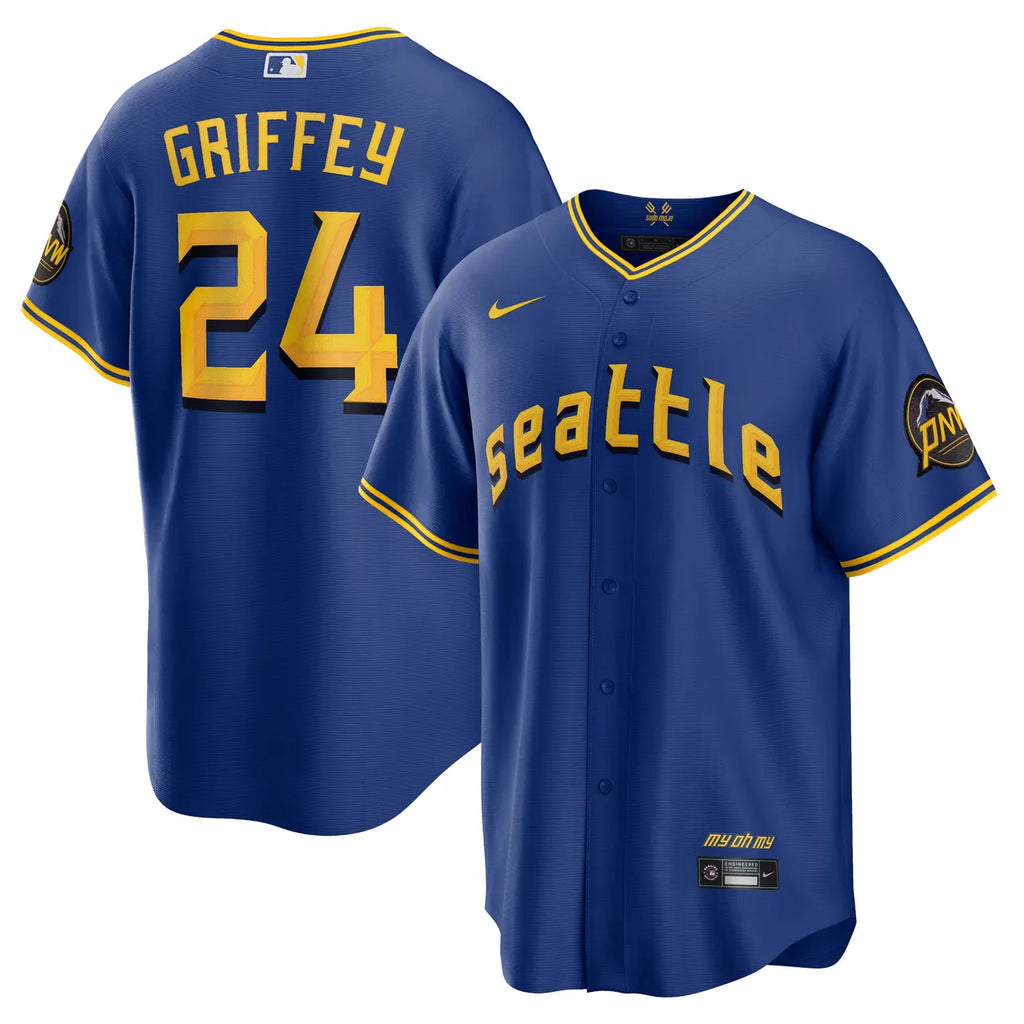 nike Griffey Mariners Blue Jersey - Hình 2