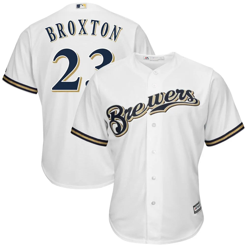 majestic Broxton Brewers White Jersey