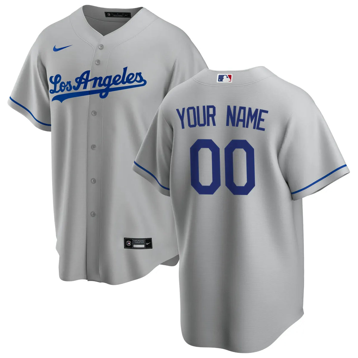 Dodgers Gray Road Custom Jersey - Hình 2