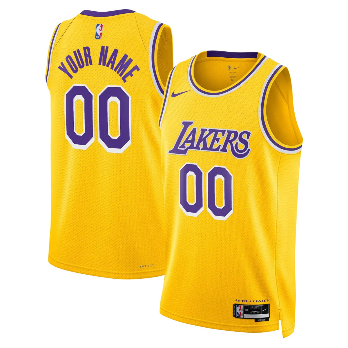 nike personalized Lakers Gold Custom Jersey