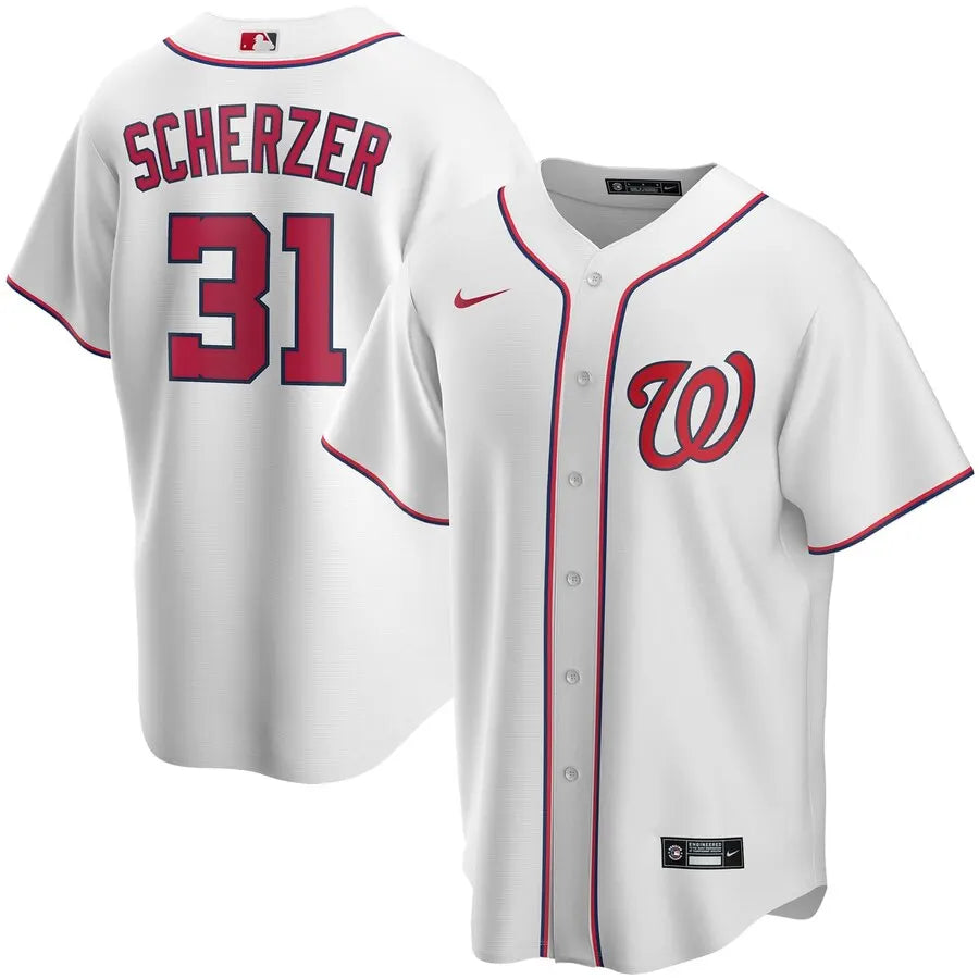 Scherzer Nationals White Jersey