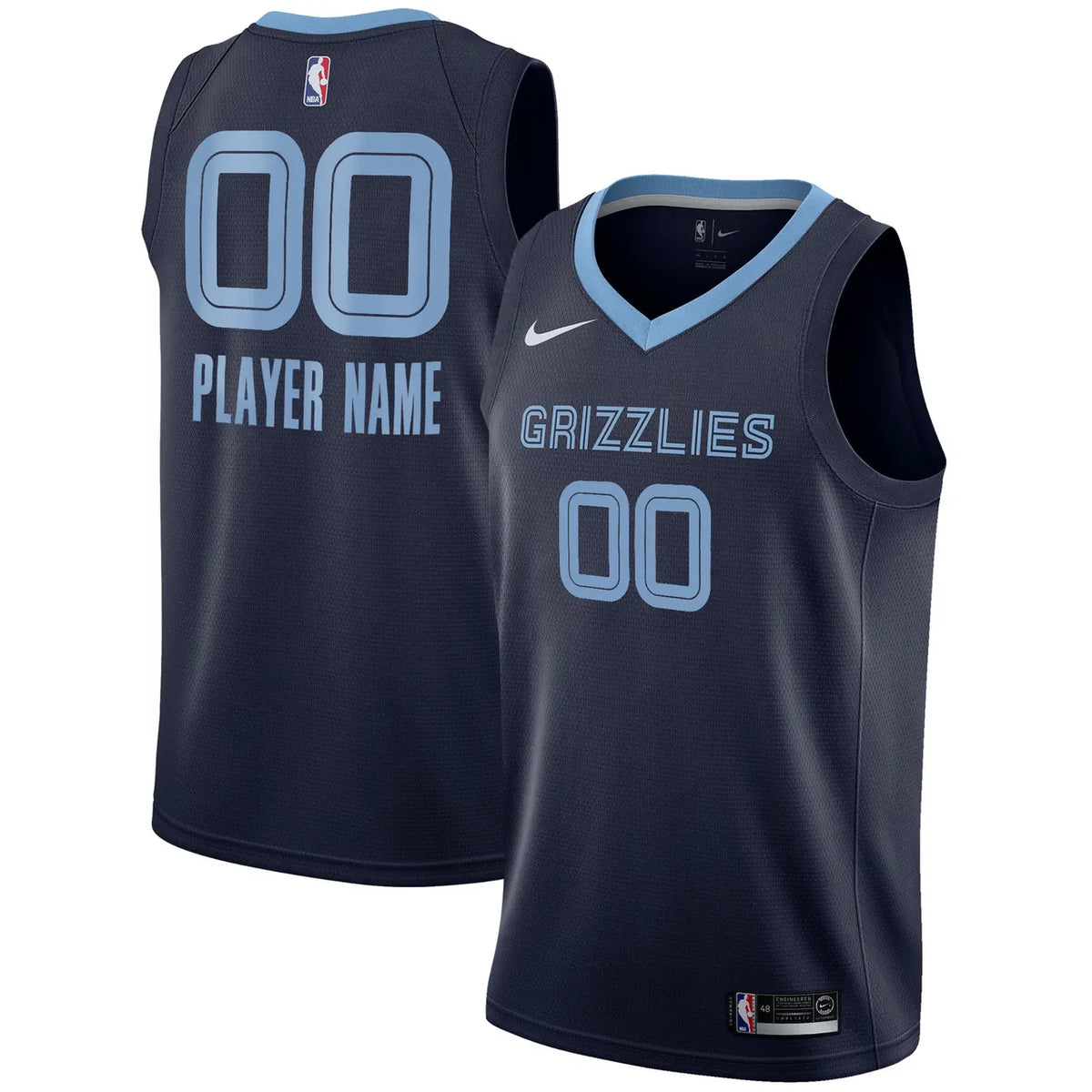nike personalized Grizzlies Navy Custom Jersey - Hình 2