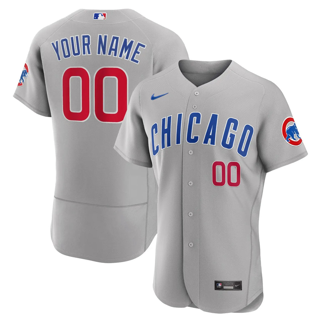 Cubs Gray Road Custom Jersey