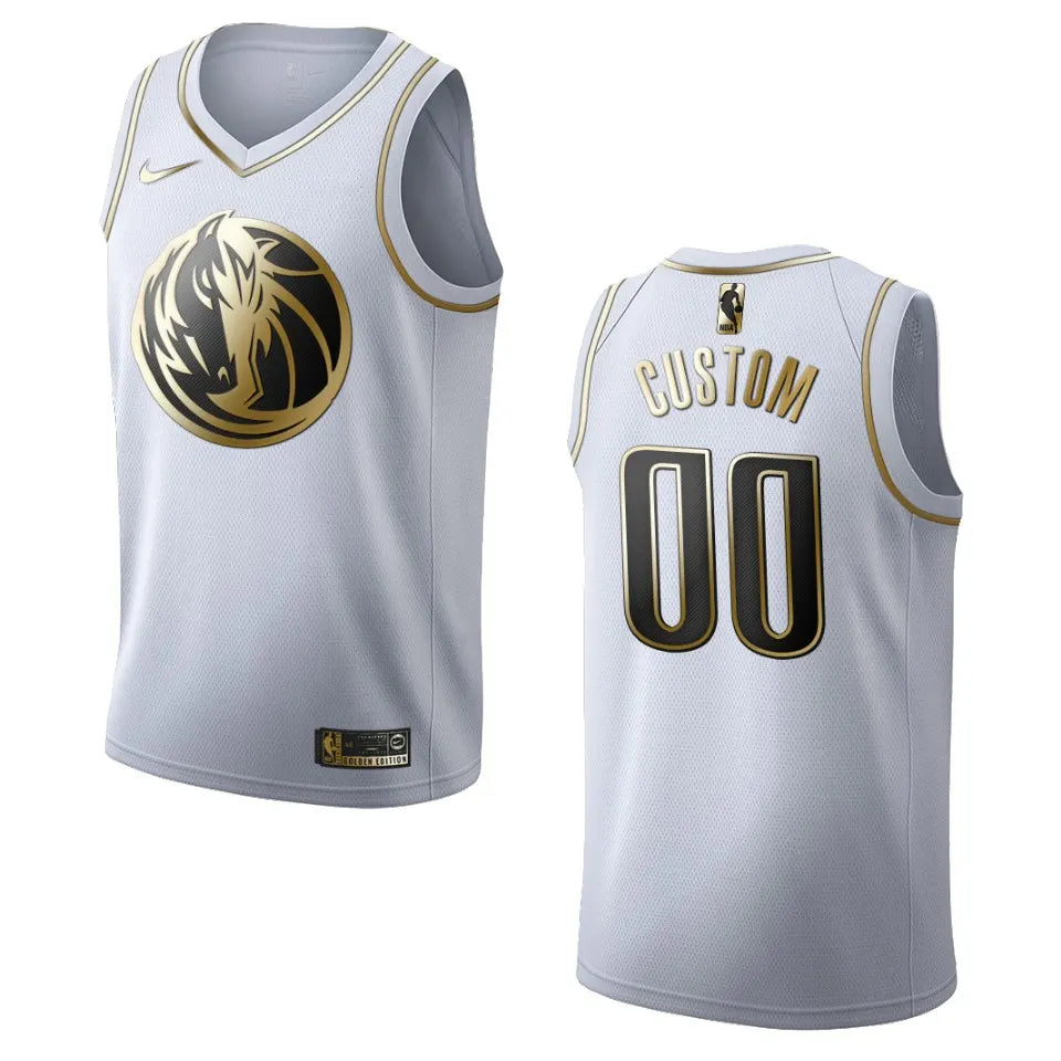 Mavs White Golden Custom Jersey