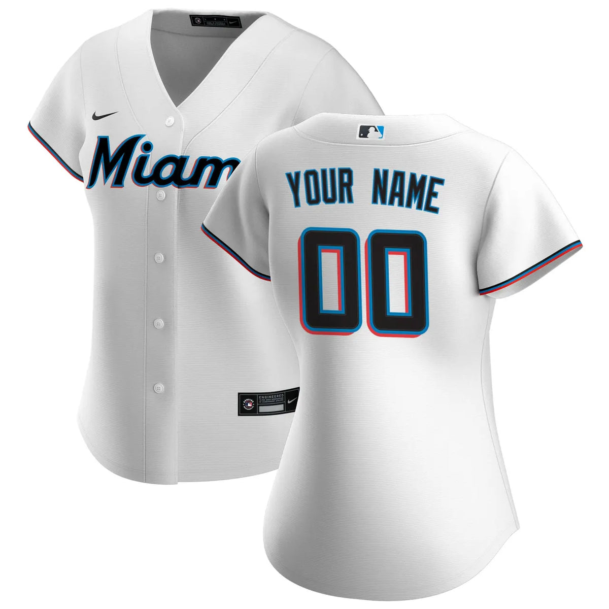 nike Marlins White Custom Jersey - Hình 2