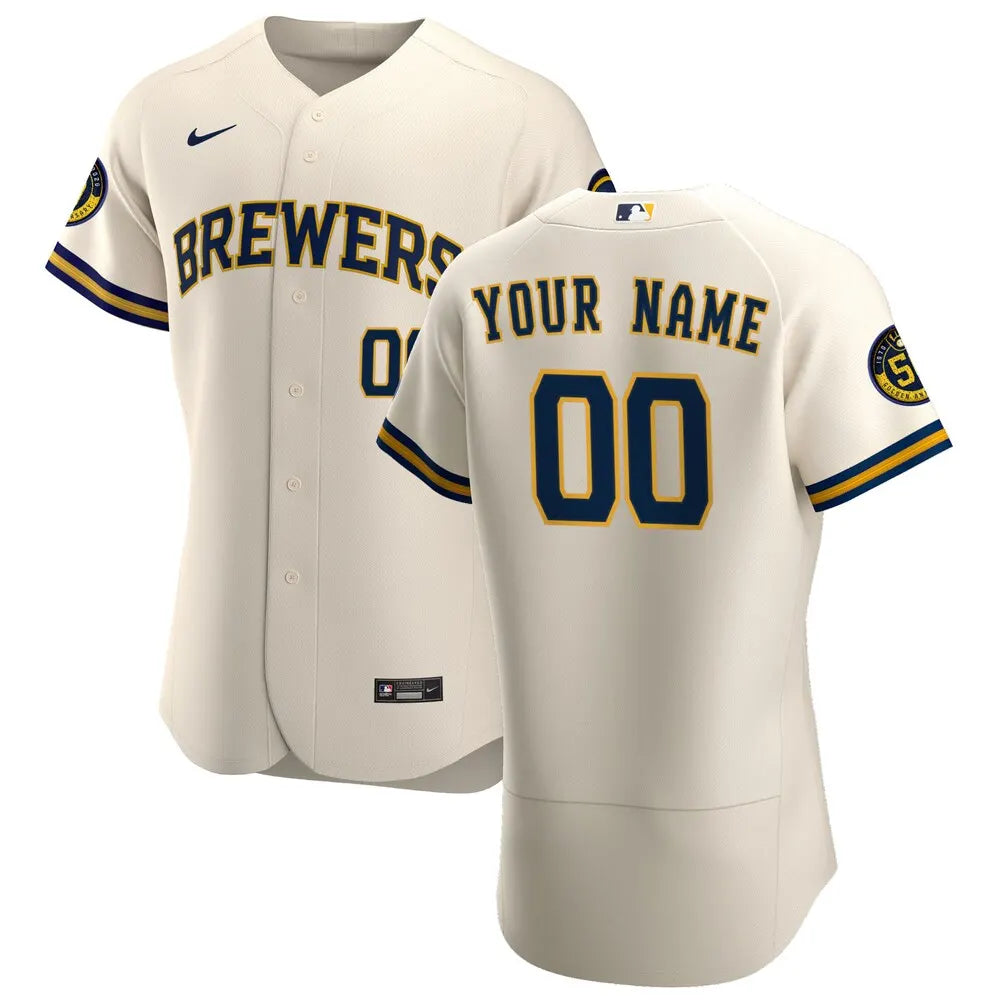 nike custom Brewers Cream Alternate Jersey