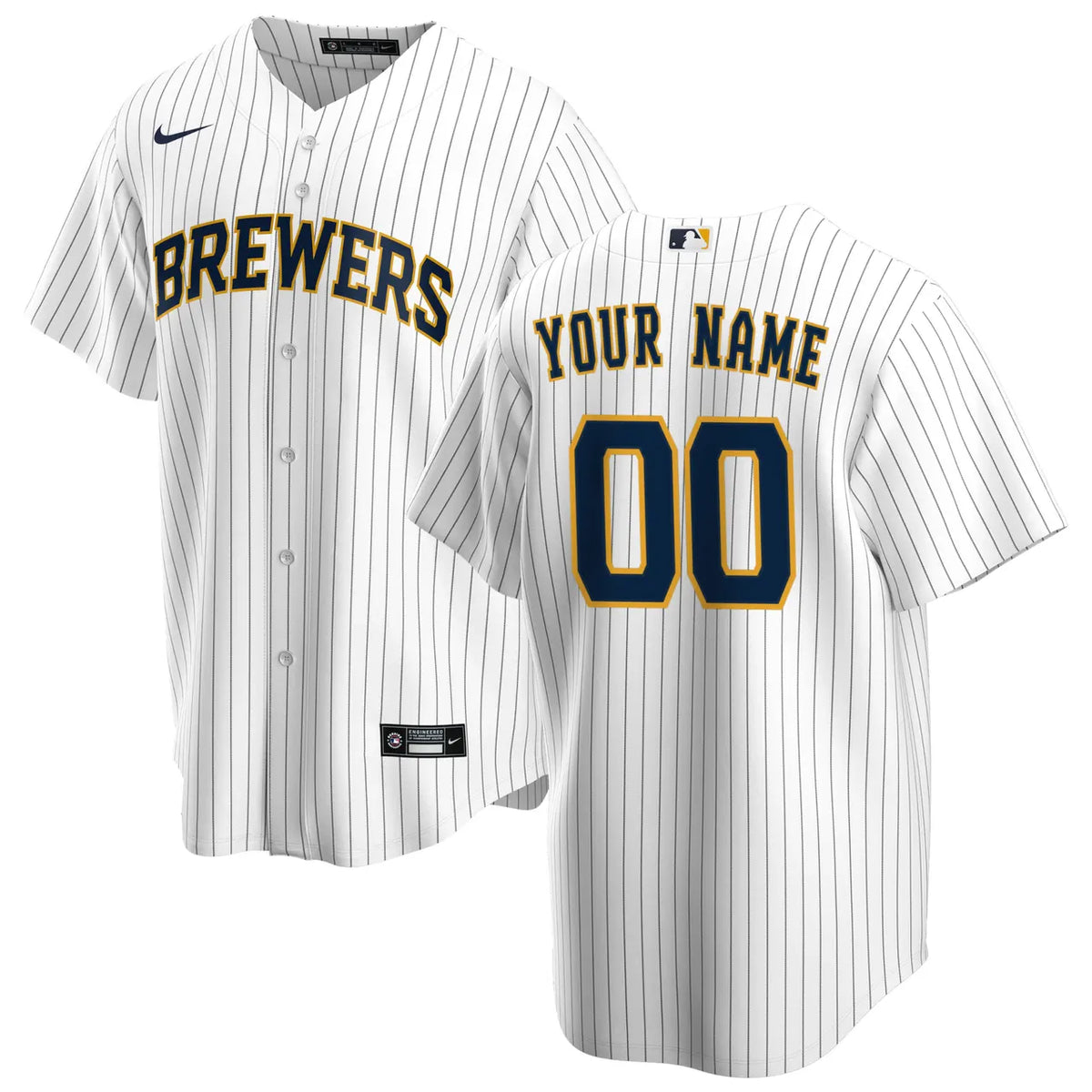 Brewers White Pinstripe Custom Jersey - Hình 2