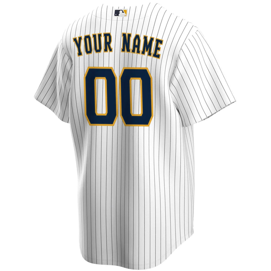 Brewers White Pinstripe Custom Jersey - Hình 4
