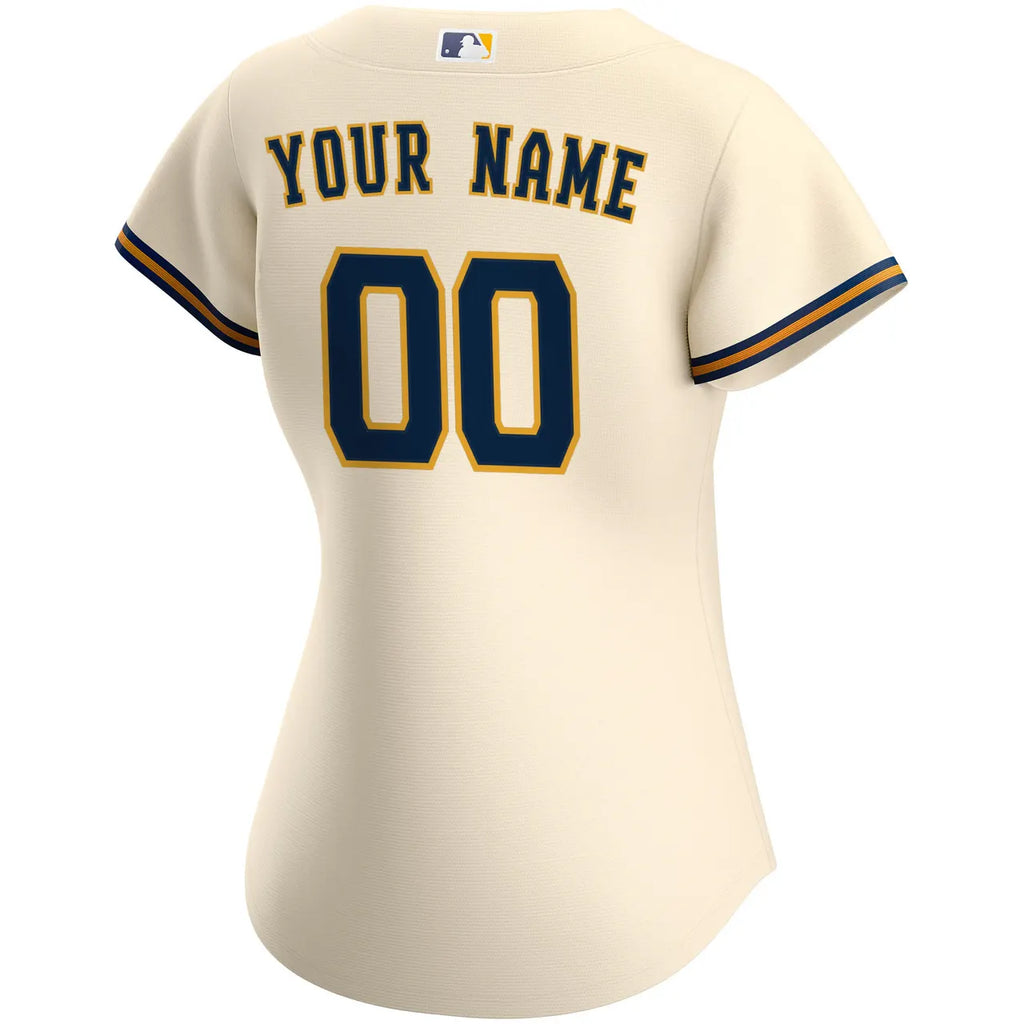 nike mlb Brewers Cream Custom Jersey - Hình 4