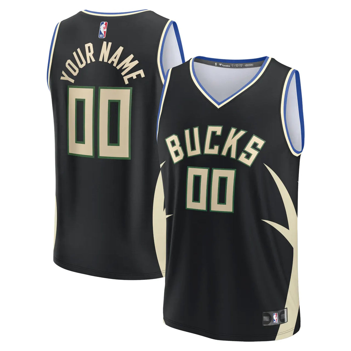 statement Fanatics Bucks Black Custom Jersey