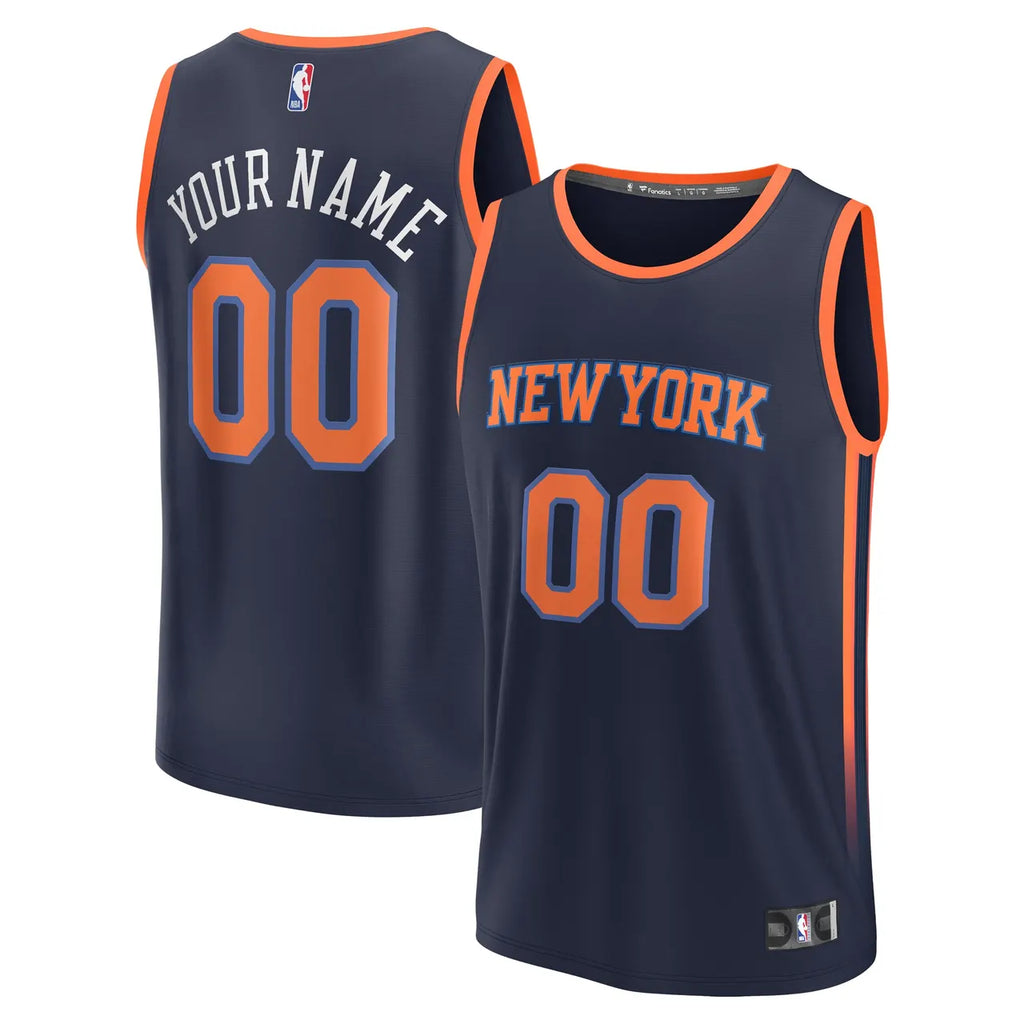 Knicks Navy Custom Jersey fanatics - Hình 2