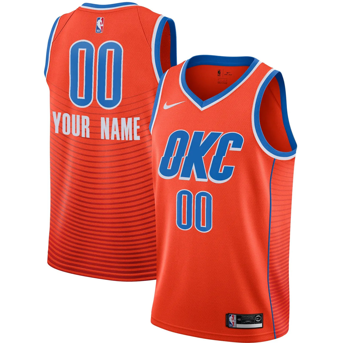 custom Nike OKC Thunder Orange Jersey - Hình 2
