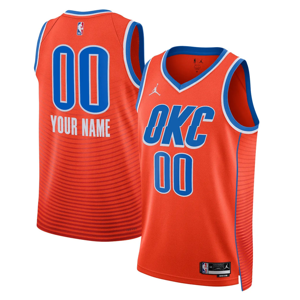 custom Jordan OKC Thunder Orange Jersey