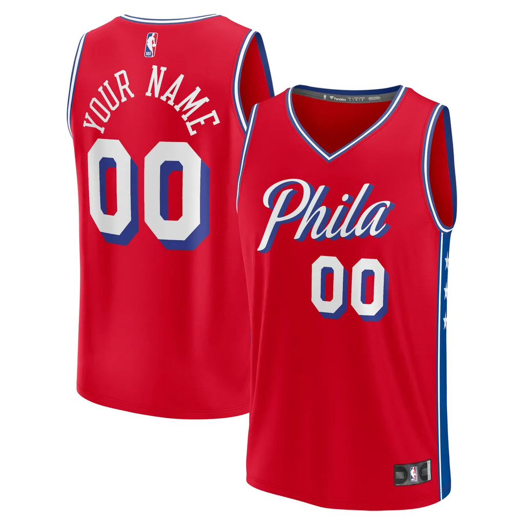 personalized Custom Fanatics 76ers Red Jersey