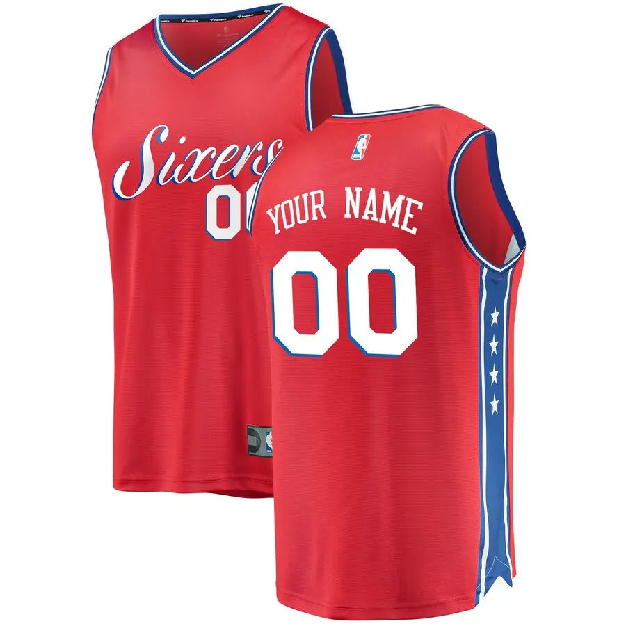 custom Fanatics 76ers Red Jersey