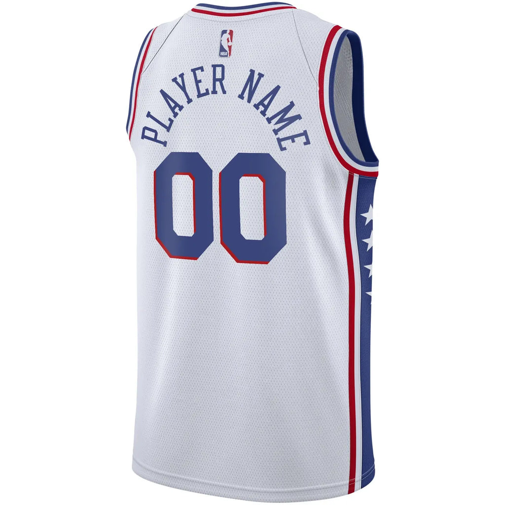 76ers White Custom Jersey Nike - Hình 4