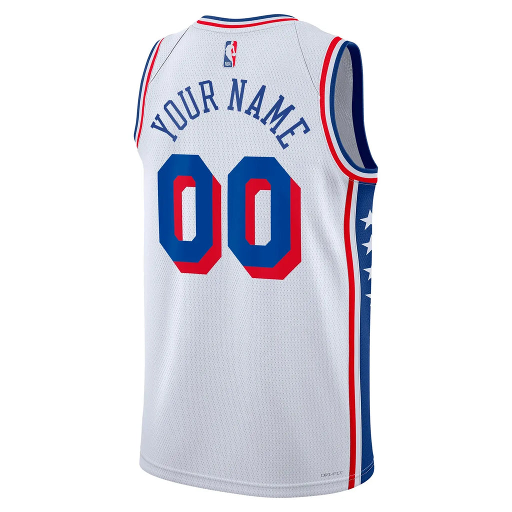 Custom Nike 76ers White Jersey - Hình 3