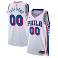 Custom Nike 76ers White Jersey