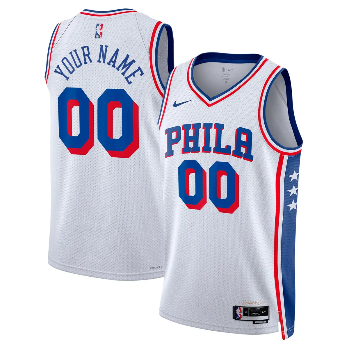 Custom Nike 76ers White Jersey