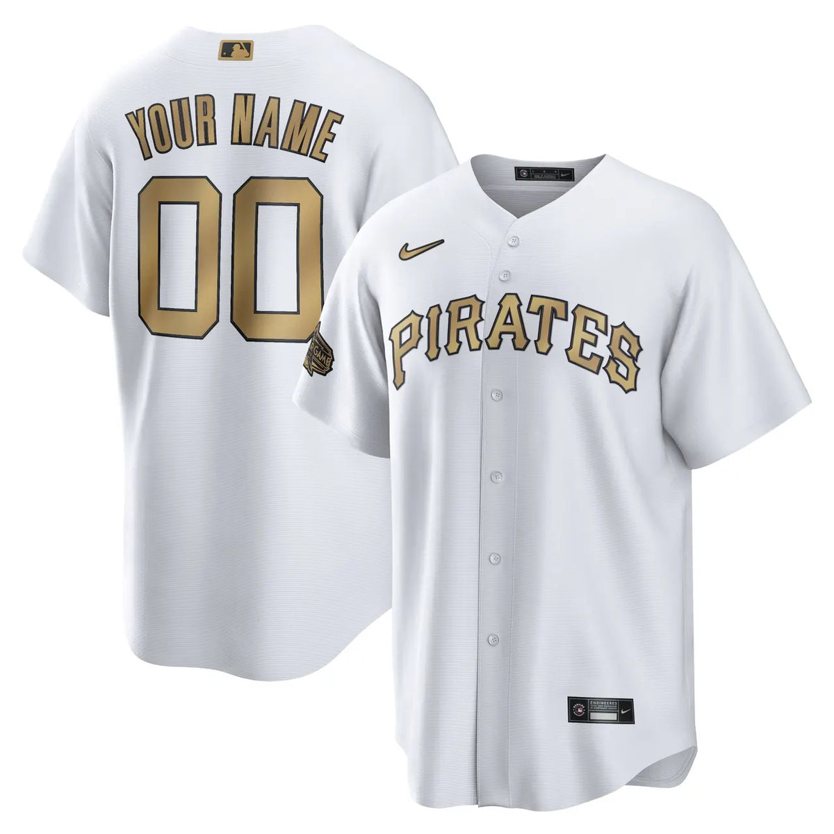Pirates White Gold Custom Jersey