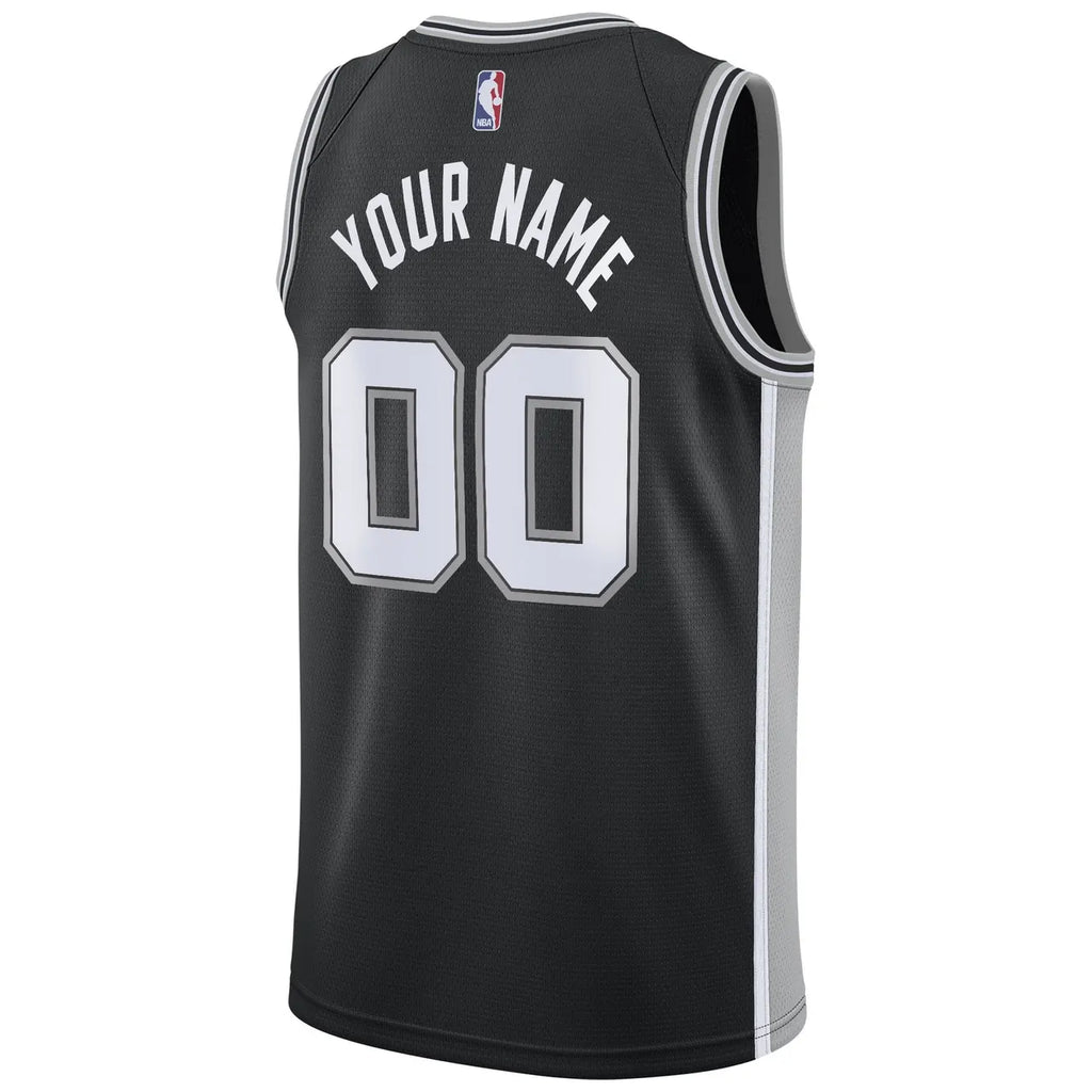 nike personalized Spurs Black Custom Jersey - Hình 3