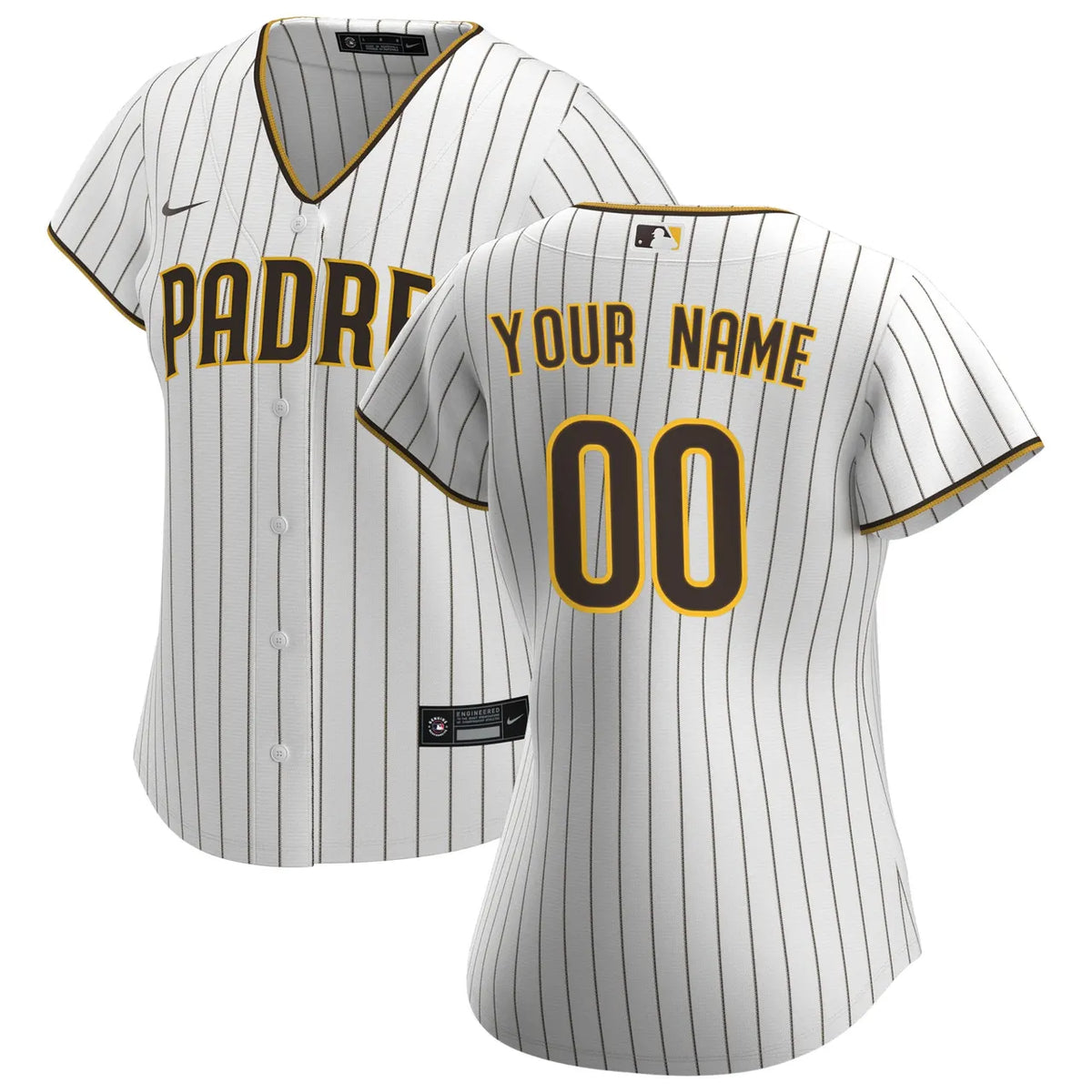 nike custom Padres White Pinstripe Jersey