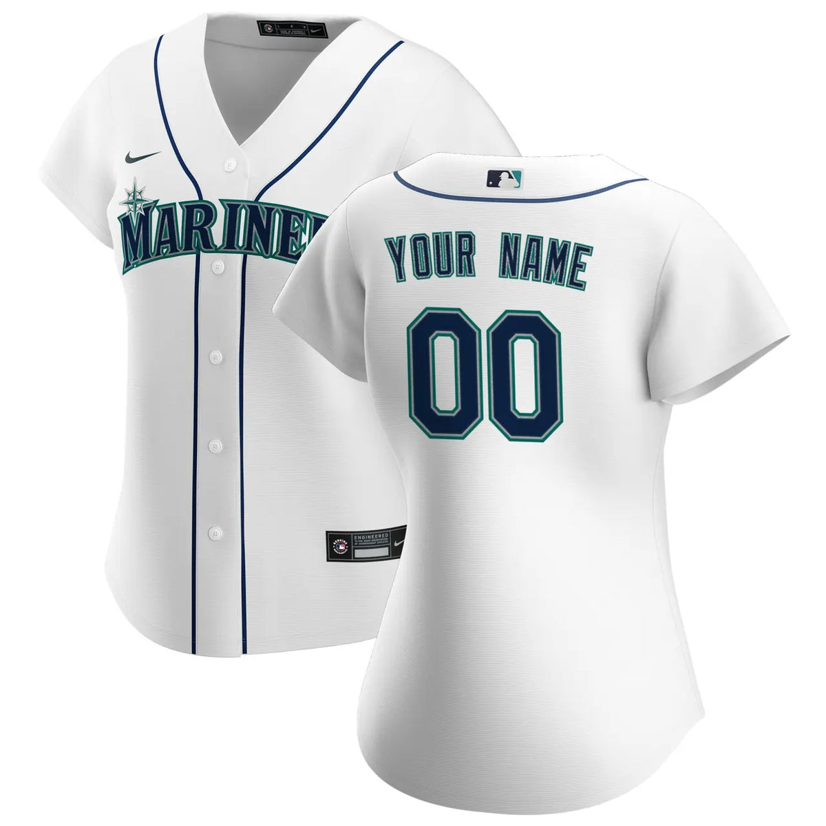nike women Mariners White Custom Jersey
