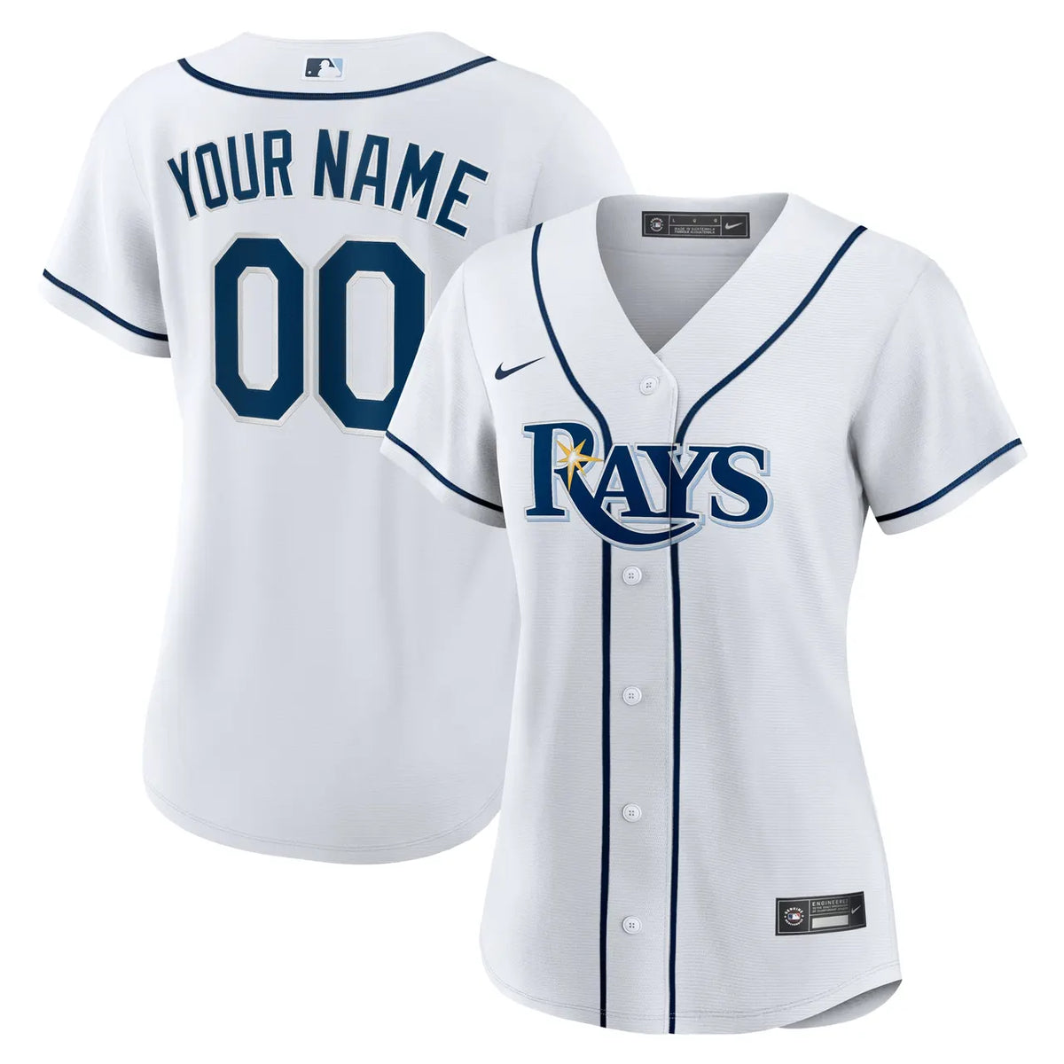 Rays White Custom Jersey