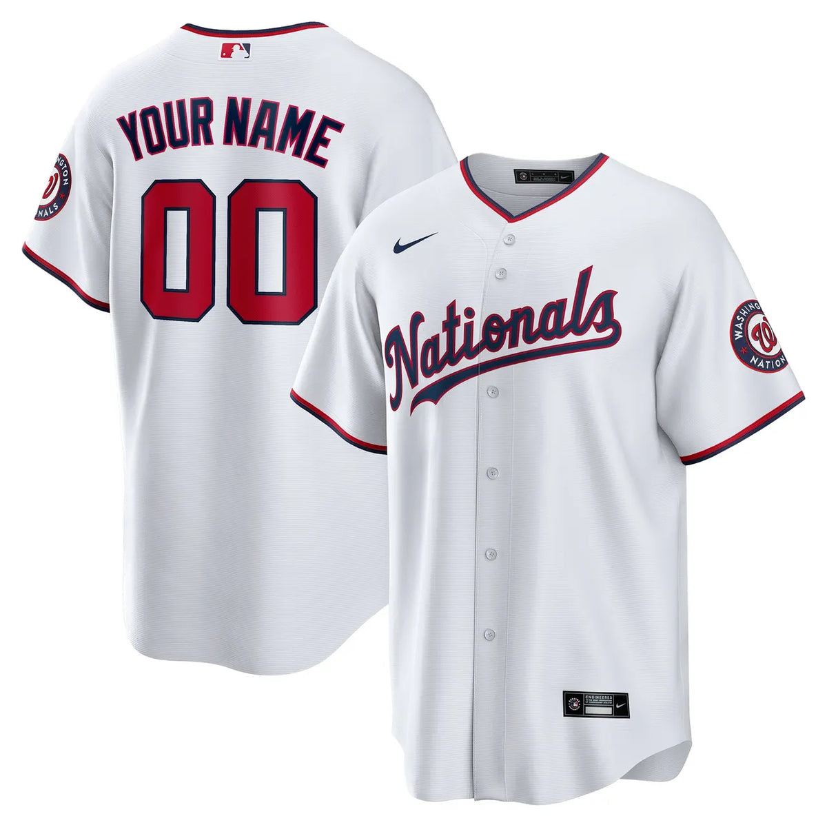 nike personalized Nationals White Custom Jersey